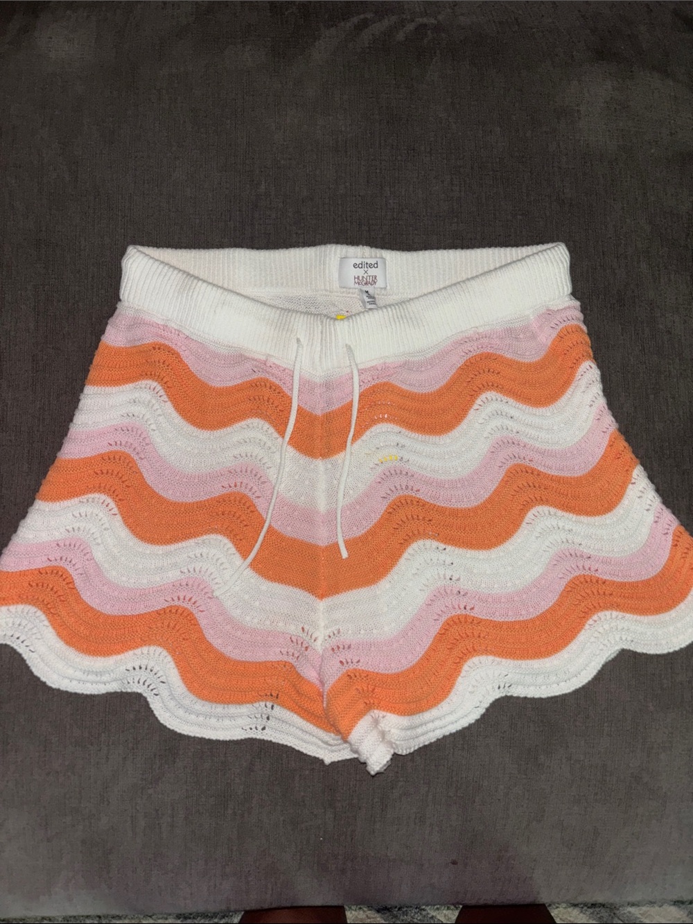 Edited Waves Knit Shorts - White, Pink & Orange